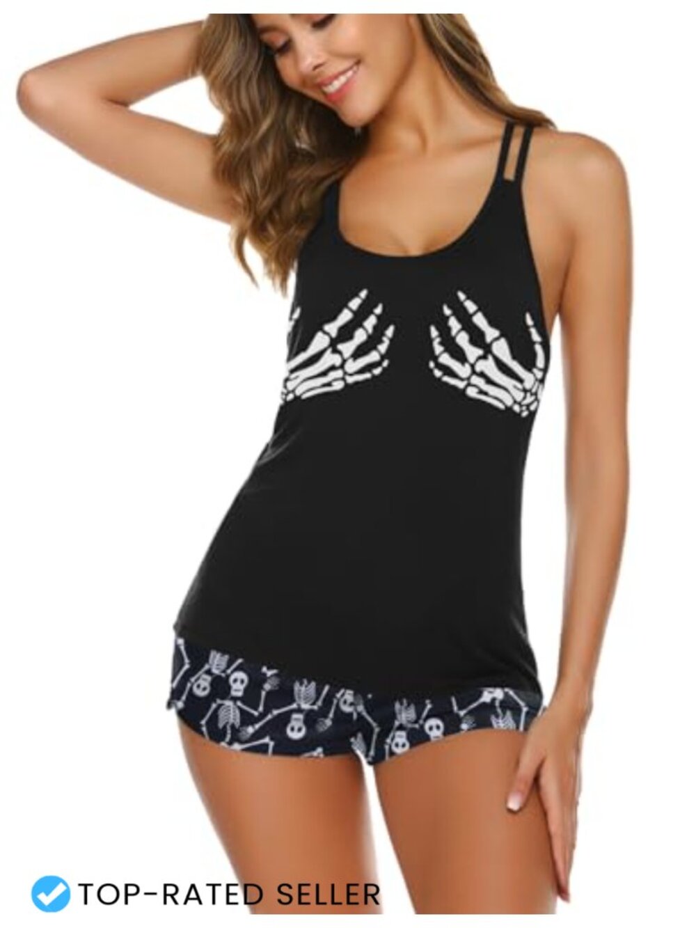 Sleeveless Cami Pajama Set Racerback Tank Boxer Shorts Soft Rayon Sleepwear